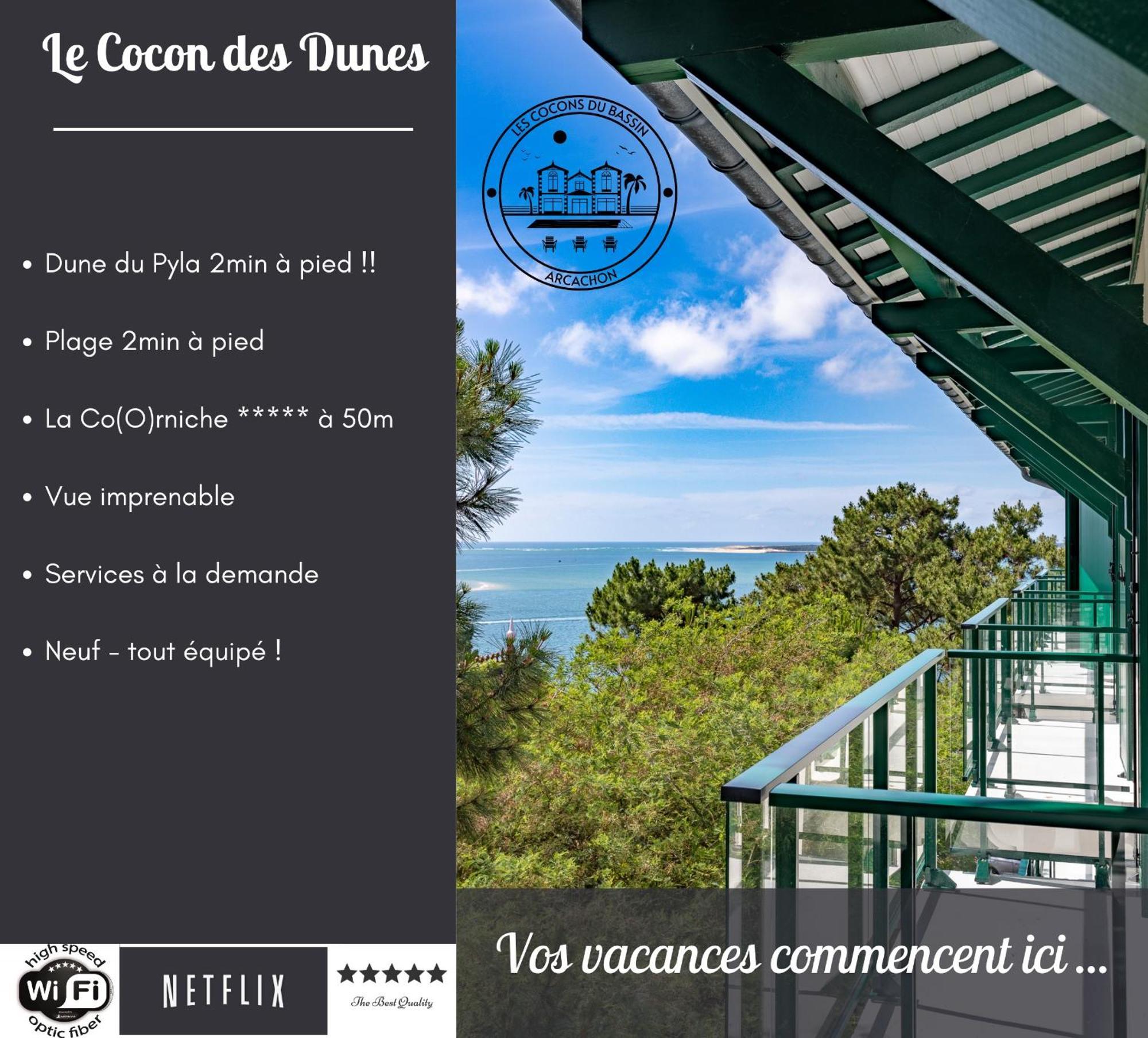 Le Cocon Des Dunes - Vue Mer, Plage&Corniche A Pied Le Moulleau Exterior photo